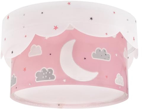 Dalber Deckenlampe kinderzimmer, Deckenleuchte für Kinder Moon Mond und Sterne Rosa, Deckenlampe Kinderzimmer, 61236S, E27