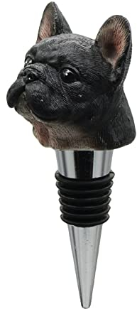 Weinflaschenverschluss Französische Bulldogge Dekorativer Getränke-Weinkork für Einweihungsgeschenk, Weihnachten, Erntedankfest, Schwarz