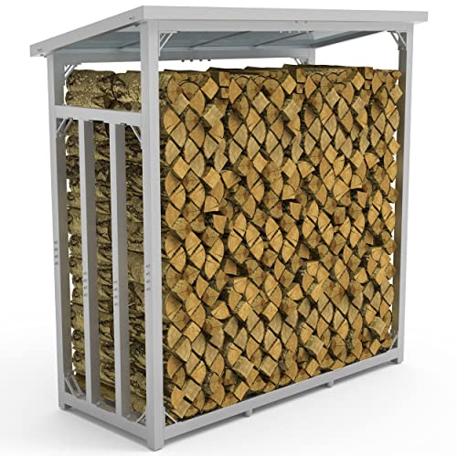 LAWA Living and Lifestyle Kaminholzregal Metall mit Dach 188x70x188 verzinkt