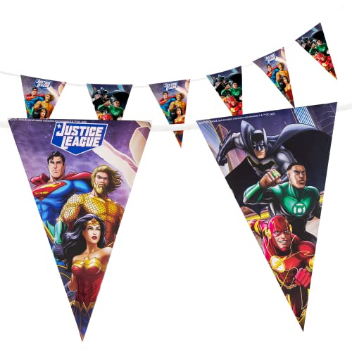 Party Factory `Justice League´ Wimpelkette Papier mit 10 Wimpeln, Länge ca. 5 Meter, Party Girlande, Geburtstagsdeko, Mottoparty