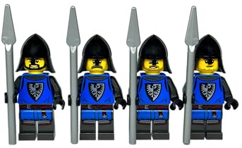 LEGO Knight Mini Figures 4 Falcon Knights Figures Black Falcon Knights (Right 3) - Collector's Set for Knight's Castle Medieval - Ideal Addition Construction Sets 10305 31120 21325