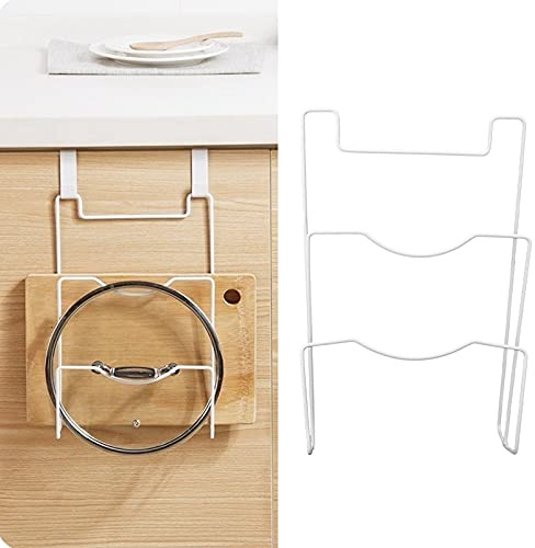 Vertikaler Topfdeckelhalter Wand, Deckelhalter, 20,8 x 31 x 20,2 cm,3-stufiger Deckelständer,deckelhalter für schranktür zum einhängen,Eisen,mit 2 Haken, Deckelhalter für Schneidebretter,Topfdeckel