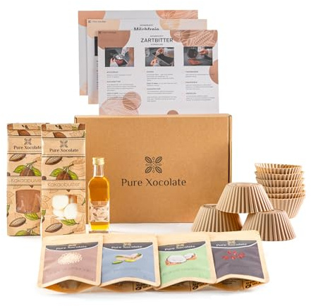 Kit de tasses au beurre de cacahuète Pure Xocolate DIY : faire soi-même des chocolats végétaliens – Cadeau pour Noël, un anniversaire ou pour faire soi-même