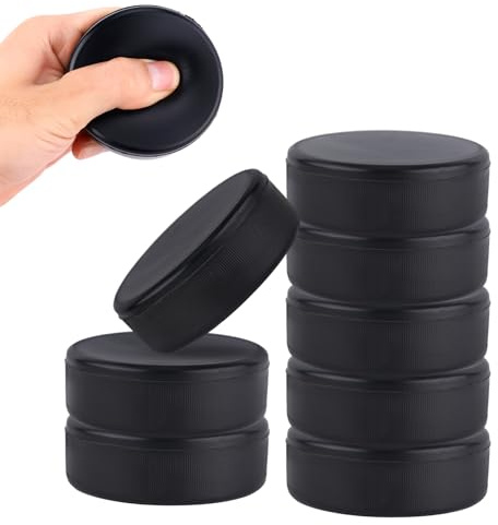 8pz Dischi da Hockey su Ghiaccio, Diametro 7,5cm / Spessore 2,5cm, Leggeri Dischi da Hockey in Schiuma per Allenamento Pratico e Classico, Indoor (Nero)