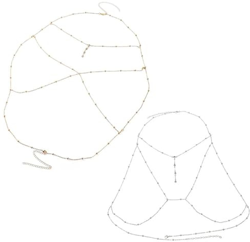 2 Pinzas Cristal Cadena Pecho Joyería Corporal, Cadenas Corporales Aleación, Cadenas Bikini, Chain body Chain Collar Summer Beach Jewelry Ajustable Women and Girls