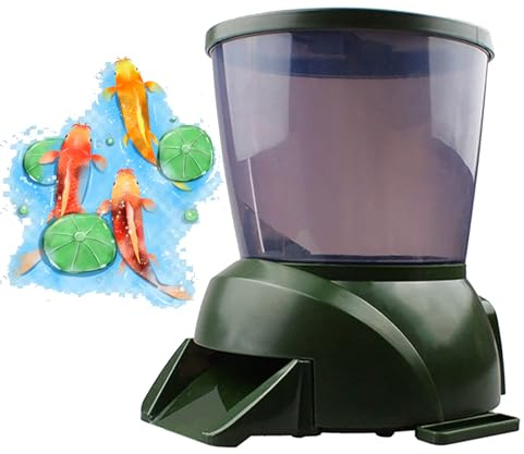 TEMU-SC 4,5L Fish Feeder Futterautomat, Automatic Fishfeeder, Auto-Teich-Fischfutterspender, Automatischer Futterspender für Teichfische für den Außenbereich, Koi-Fische(batteriebetrieben)