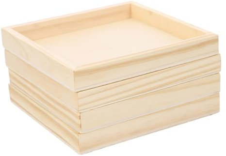 Hohopeti 4stücke Holztabletts Für Puzzle-spielzeug Quadratische Aufbewahrungstrays Aus Robustem Holz Puzzles Und Kreative Projekte Leicht Zu Reinigen Und Wiederverwendbar