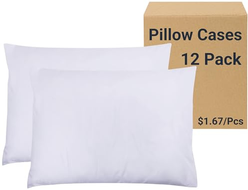 ZPECC Pillow Cases Standard Size Set of 12, 20x26 Envelope Closure Pillowcases, Soft Plain Brushed Microfiber Covers Hypoallergenic Breathable (White)