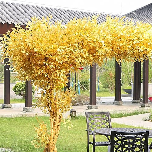 ZERAPH Golden Fortune Geldbaum, Kunstpflanzen – handgefertigter Kunstbaum als Dekoration für Zuhause, Büro und Partys – Kunstpflanze mit Sockel für drinnen und draußen – lebensecht und schön