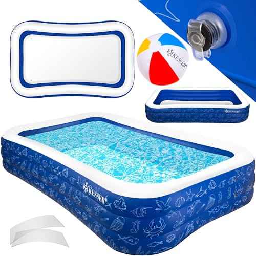 KESSER® Piscina Gonfiabile Familiare per Bambini e Adulti, Adatta ai Bambini, 2,4 Metri/Blu