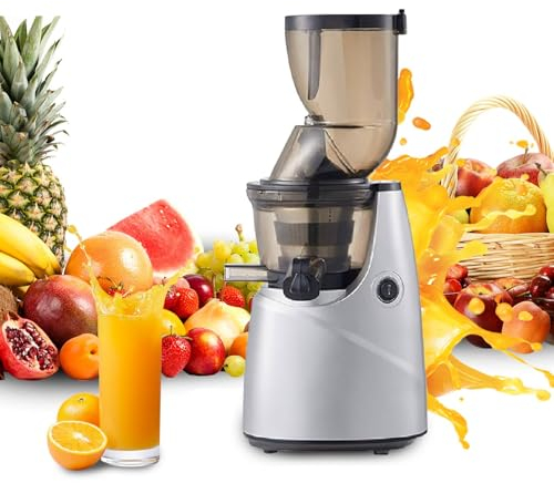 Extracteur de jus Pour Fruits Entiers, Capacité de 1L, Large Embouchure et rotation lente, Extracteur De Jus Froid Avec Tarière Améliorée, Extracteur de jus de fruits et légumes (A)