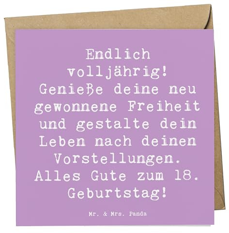 Mr. & Mrs. Panda Grußkarte Spruch 18. Geburtstag Freiheit - Geschenk, Glückwunschkarte, liebevolle Geschenke, Klappkarte, doppelkarte, Happy Birthday, faltkarte, Alter, neue Rechte, anlasskarte