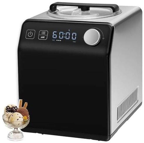 TRTDYFKH Sorbetière Automatique 2,5 L sans pré-congélation, Machine à Yaourt aux Fruits, sorbetière électrique en Acier Inoxydable, Machine à Glace à 4 Modes avec Affichage numérique et minuterie