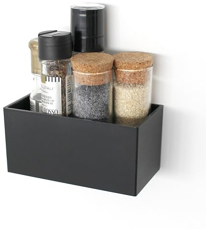 KalaMitica - Magnetische Aufbewahrungsbox Gea, Ablage für Magnettafeln und andere Metalloberflächen - Modernes Design, schwarz lackiert, matt - 13,5 x 6,5 x 7 cm