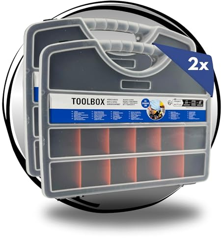 TronicXL 2 Sortimentsboxen Sortierbox für Kleinteile I Innenteiler anpassbar I Werkstatt stapelbar Sortimentskasten Kleinteilemagazin Aufbewahrungsbox Kunststoff Box Schrauben Nägel Dübel Muttern