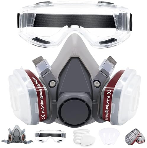 MILIWAN Maschera di Protezione Respiratore Professionale con 22 Filtri Maschera Antipolvere Respiratorio Riutilizzabile AntiGas per Pittura/Costruzione/Spruzzatura Chimica/Levigatura/Lucidatura ecc