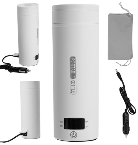 Bollitore per auto, riscaldante da viaggio da 12 V, display LCD portatile, con controllo della temperatura da 400 ml, bollitore elettrico da viaggio, per riscaldamento rapido