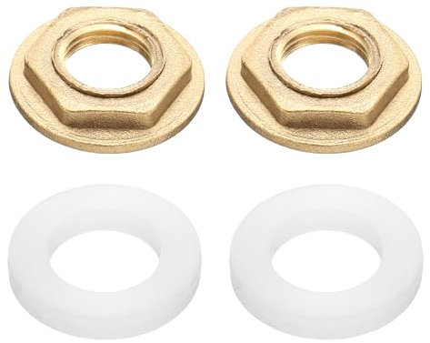 QUARKZMAN 2pz Dadi di Bloccaggio in Ottone per Raccordi Tubo, Dado Esagonale Femmina BSP da 1/4 di Pollice, Dado di Bloccaggio per Rubinetto a Foro Singolo con Guarnizione