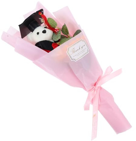CAXUSD Ramo De Simulación De La Temporada De Graduación Ramo De Flores Relleno Lindo Ramo De Ositos Girasol De Graduación Ramo De Peluche Flores Artificiales De Graduación Felpa Rosa