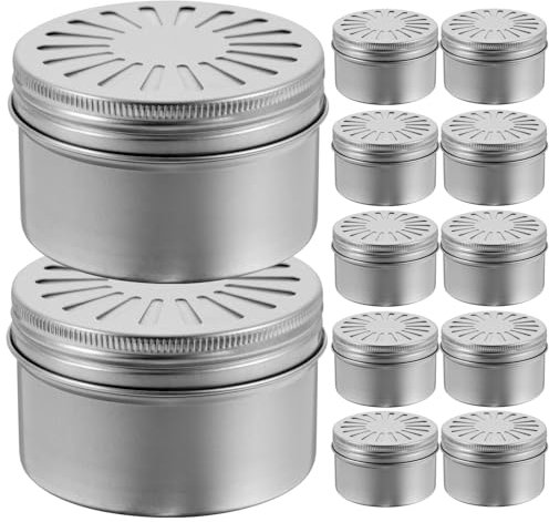 GLEAVI 12 Pezzi Diffusore di in Alluminio Leggero con Coperchio Diffusore di Oli Essenziali Ricaricabile per Casa e Veicolo Resistente Usura