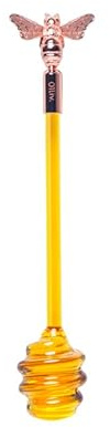 Premium Glass Honey Dipper with Ergonomic Handle - Shatter-Resistant, Easy to Clean, Decorative & Functional Kitchen Accessory (Yellow)