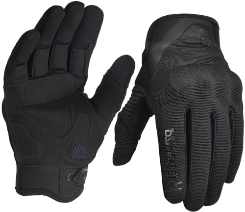 Harssidanzar Gants de Moto à Doigts complets pour Hommes avec écran Tactile SM061EU,Noir,Taille M
