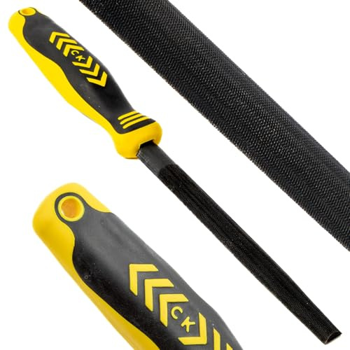C.K Tools Engineers File Half Round 150mm Second Cut Tapered Point, High Carbon Black Oxide Steel, Ergonomic Two Component Grip, Secure Tang Bond, Lanyard Compatible for Jobsite Safety, CK T0082A 6