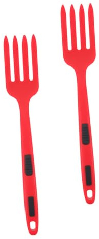 TOYZFRIENDY Tenedor De Silicona Flexible Para Cocinar Fideos, Ergonómico y Antiadherente, 2 Unidades Rojo Brillante, Utensilios De Cocina Multifunción Para Hogar y Restaurantes