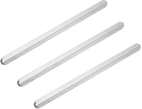 sourcing map 3Pcs Door Knob Spindle, 140mm x 7mm Spare Door Handle Spindle Bar, Vintage Straight Knob Replacement Parts for Mechanical Locks, Silver Tone