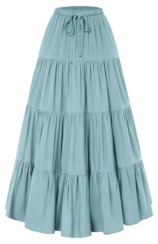 Scarlet Darkness dam renässans traditionell kjol medeltida hög midja maxi kjol, Ljusblå, XXL