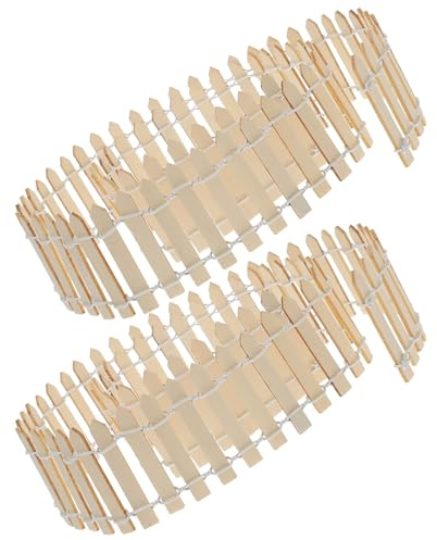 ERINGOGO Valla de Madera para Mini Jardín 5X90 CM Set 2 Piezas Decoración DIY para Casa de Muñecas Accesorios para Pueblo Navideño y Terrarios Cercado Decorativo de Bricolaje
