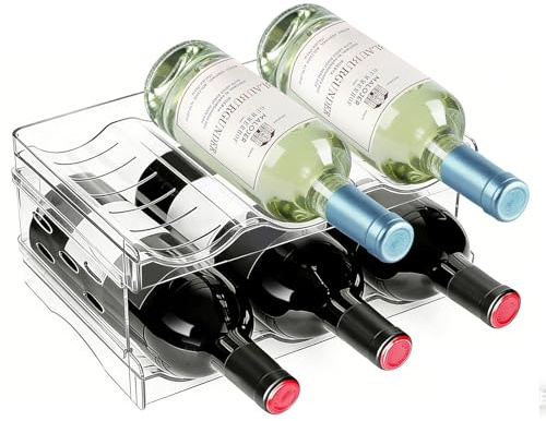 Stapelbarer Flaschenhalter – Für 6 Flaschen, geeignet für Kühlschrank, Schrank, Arbeitsplatte und Büro, multifunktionaler Weinflaschenregal & Wasserflaschenorganizer (2tier-6 Flaschen)