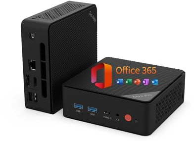 Mini PC, 1 Year Office 365, Intel Pentium Gold 6500Y (up to 3.4GHz), 8GB RAM 256GB SSD, Windows 11 Desktop Computers for Home Office Business Students, Triple 4K Display via USB-C/HDMI/DP, WiFi, BT