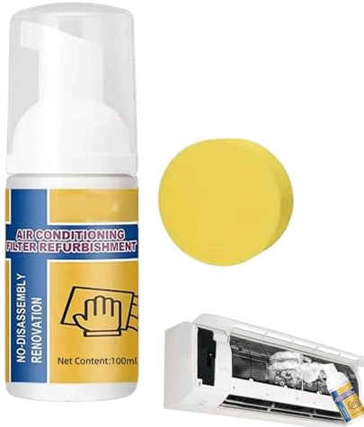 Limpiador de espuma sin enjuagar acondicionadores de aire ni ventiladores, limpiador de espuma de 100 ml con esponja, pulverización de limpieza profunda de las palas del ventilador, no es necesario