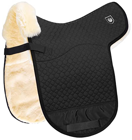 Werner Christ Lammfell Satteldecke für Fellsattel Spezial D anatomische Sattelunterlage aus echtem medizinischem Fell, in schwarz, Größe: Warmblut