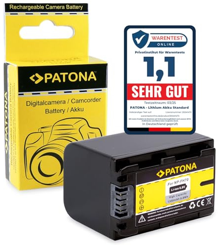 PATONA NP-FH70 Batería 1300mAh Compatible con Sony Camcorder HDR-HC3E HC5E HC7E HC9E CX6EK CX11E CX105E CX106E CX520VE SR10E SR5E SR7E SR8E SR11E SR12E UX3E UX7E XR105E XR106E NPFH70 NP FH70