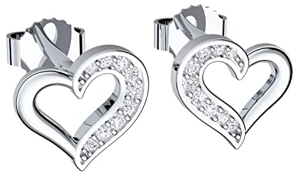 Herz Ohrringe Silber 925 Ohr-Stecker Damen Geschenke für Sie Freundin Liebe | Schmuck Herz-Ohrringe Geschenk Frauen Echt Zirkonia nickelfrei Modeschmuck kein Edelstahl