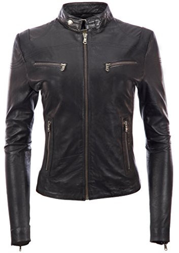 Aviatrix Giacca da Moto Molto alla Moda in Vera Pelle Super Soft Donna (CRD9)