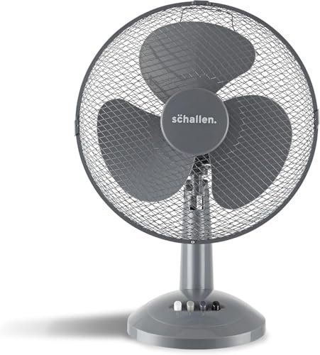 12 Inch Oscillating GREY Portable Fan / 3 Speed Adjustable Angle Fan/Powerful Airflow for Heat Waves, Easy Mobility, for Any Room from Bedroom to Office