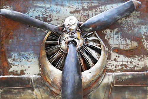 Handgefertigtes Metallbild 3D-Optik Verschiedene Größen Kunst Bild Wandbild (Metallbild Propeller (ca. 110x70 cm))