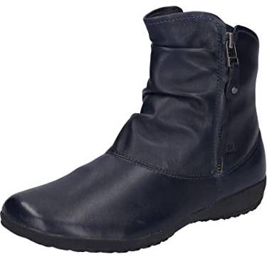Josef Seibel Mujer Botines Naly 24, señora Botines,Ancho G (Normal),Botas de Mujer,botín,recogido,Cremallera,Botas,Bota,Azul (Ocean),41 EU / 7 UK