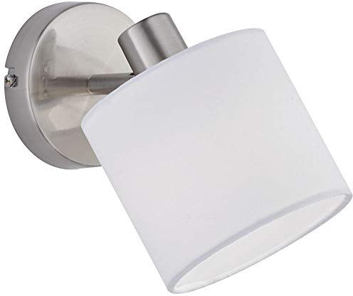 Reality Leuchten Tommy - Faretto da parete in metallo, nichel opaco/bianco