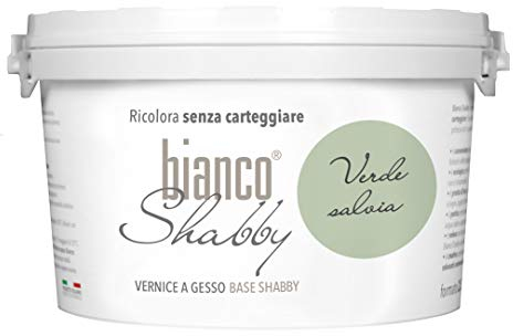 bianco Shabby® Verde Salvia (Sage Green) Water-Based Chalk Paint for All Surfaces – Extra Matt Finish (2.5 Litres)