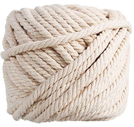 Binwat Cordon Macramé Natual de coton DIY Artisanat Bobine Ficelle Rustique Corde de coton pour accrocher au mur cintres de plantes 6mm x 30m (Beige)