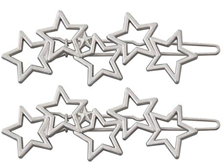 Harilla 2 Stück Damen Star Haarspangen, Haarschmuck Silber Haarspangen Haarnadel Kopfschmuck Dekorative, Aushöhlen Stern Haarspange, Stern Haarspangen, Hair Clip für Hochzeit Party Mädchen Geschenk