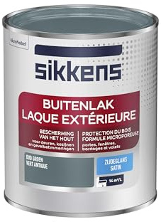 Sikkens - Peinture Laque Extérieure Bois et Fer - Finition tendue, sous-couche intégrée, facile à appliquer - Satin Vert Antique 0,75 L