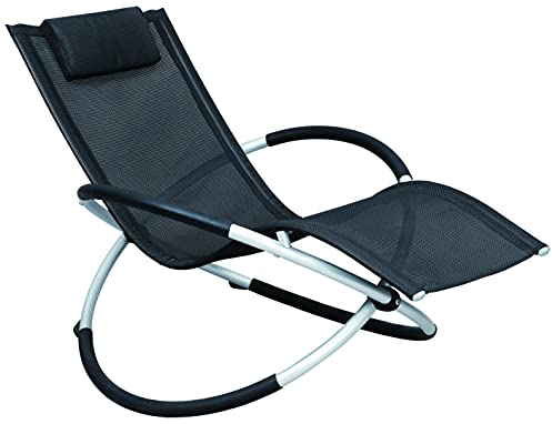 KG KITGARDEN Tumbona Mecedora Plegable Jardin/Terraza, Negro, Rocking Advanced