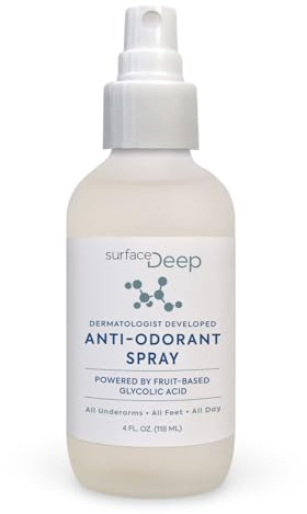 Surface Deep Natural Spray Deodorant for Men/Women, Anti-Odorant, Natural Spray Deodorant for Women and Men, Aluminum Free, Vegan, Cruelty Free. Dermatologist Developed.