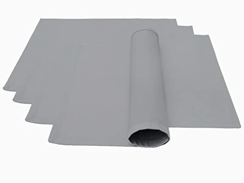 Lemos Home Hochwertiges Platzset Platzdeckchen 4 Stück aus 100% Baumwolle Kollektion Konzept, Farbe & Größe wählbar (Platzset 4er Set - 46x36cm, Lichtgrau)