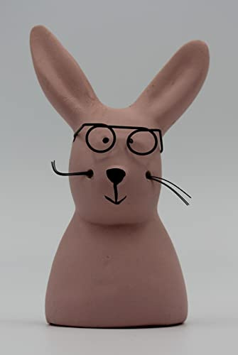 Gift Company Nerdy, Osterhasen Deko-Hase mit Brille, Größe S | rosa | Höhe 12,5 cm